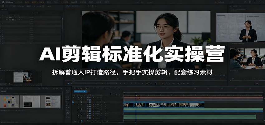 AI剪辑标准化实操营:拆解普通人IP打造路径,手把手实操剪辑,配套练习素材-韬哥副业项目资源网