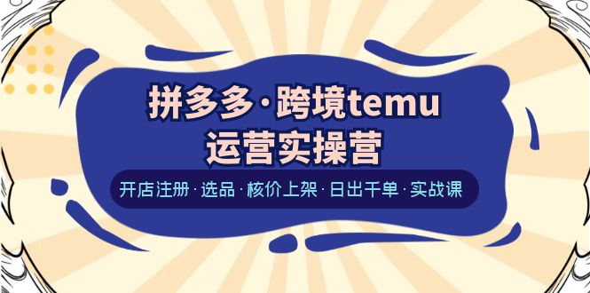 （6319期）拼多多·跨境temu运营实操营：开店注册·选品·核价上架·日出千单·实战课-韬哥副业项目资源网