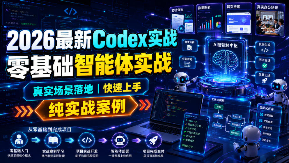 2026最新Codex实战零基础智能体实战，真实场景落地，快速上手，纯实战案例-韬哥副业项目资源网