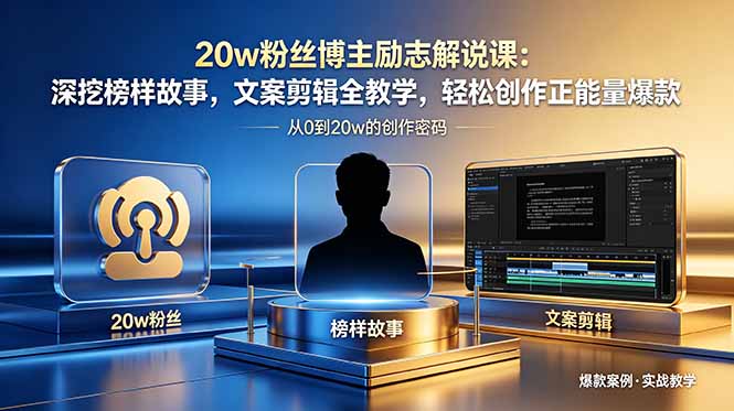 20w粉丝博主励志解说课：深挖榜样故事，文案剪辑全教学，轻松创作正能量爆款-韬哥副业项目资源网