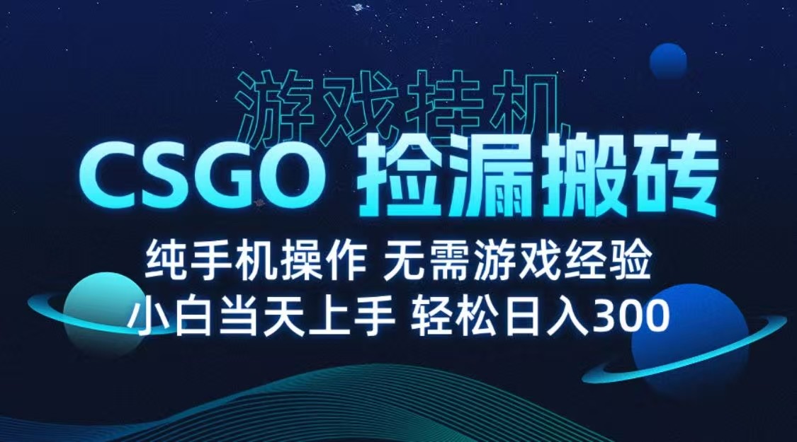 9月最新游戏搬砖，CSGO纯挂机，不需要玩游戏，实现真挂机，月入1W+-韬哥副业项目资源网