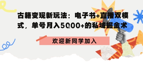 冷门暴利，超低成本复制古籍电子书，精准引流私域月销200+单-韬哥副业项目资源网