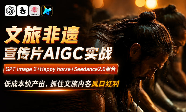 文旅非遗宣传片AIGC实战,GPT image 2+Happy horse+Seedance2.0组合,低成本快产出,抓住文旅内容风口红利-韬哥副业项目资源网