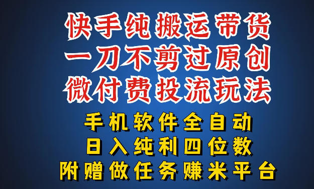 最新黑科技快手搬运带货方法，手机就能操作，轻松带你日入四位数【揭秘】-韬哥副业项目资源网