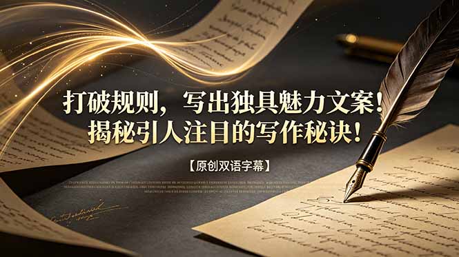 打破规则，写出独具魅力文案！揭秘引人注目的写作秘诀！【原创双语字幕】-韬哥副业项目资源网