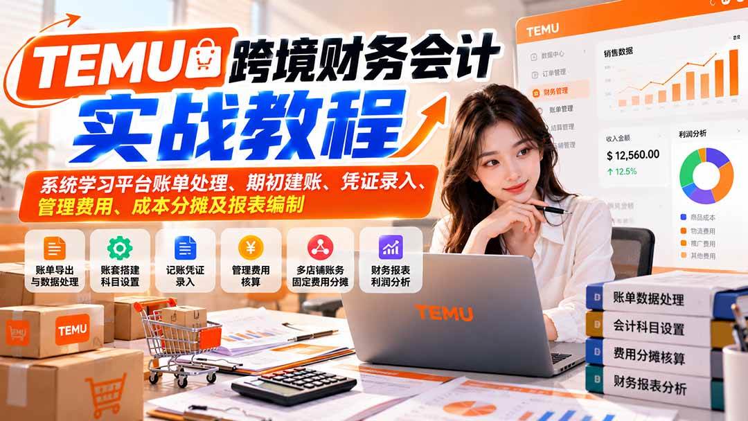（21057期）TEMU跨境财务会计实战教程：系统学习平台账单处理、期初建账、凭证录入、管理费用、成本分摊及报表编制-韬哥副业项目资源网