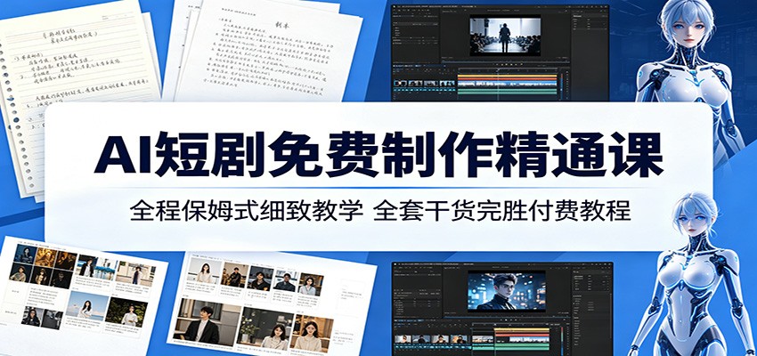 AI短剧免费制作精通课:全程保姆式细致教学,全套干货完胜付费教程-韬哥副业项目资源网