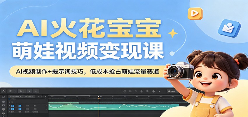 AI火花宝宝萌娃视频变现课：AI视频制作+提示词技巧，低成本抢占萌娃流量赛道-韬哥副业项目资源网