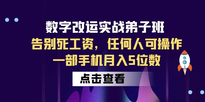 （6350期）数字 改运实战弟子班：告别死工资，任何人可操作，一部手机月入5位数-韬哥副业项目资源网