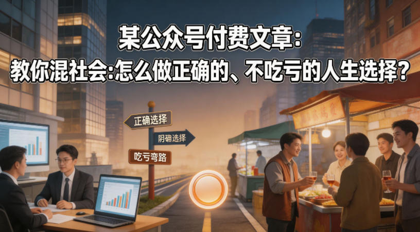 某公众号付费文章：教你混社会：怎么做正确的、不吃亏的人生选择？-韬哥副业项目资源网