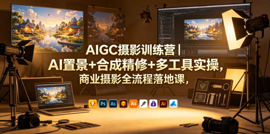 AIGC摄影训练营｜AI置景+合成精修+多工具实操，商业摄影全流程落地课-韬哥副业项目资源网