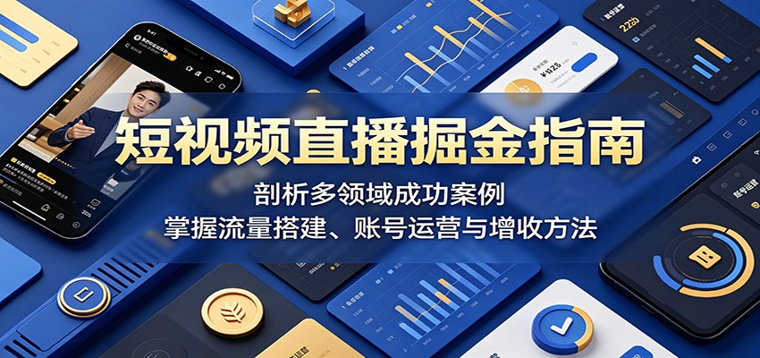 短视频直播掘金指南：剖析多领域成功案例，掌握流量搭建、账号运营与增收方法-韬哥副业项目资源网