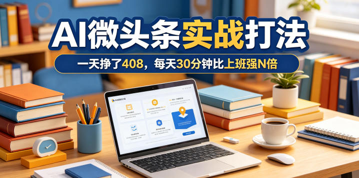 一天挣了408，AI微头条实战打法，每天30分钟比上班强N倍-韬哥副业项目资源网