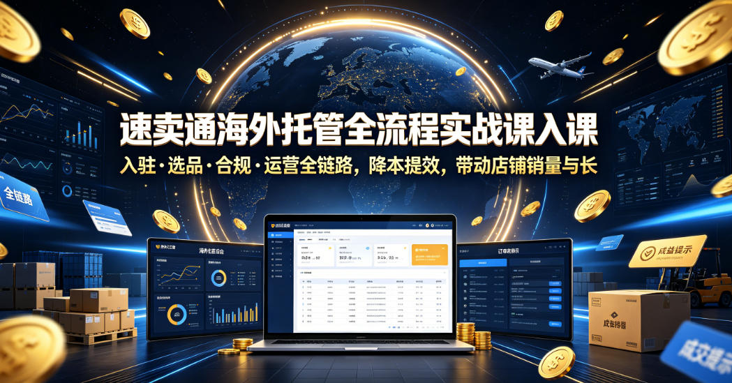 速卖通海外托管全流程实战课入驻・选品・合规・运营全链路，降本提效，带动店铺销量与收益增长-韬哥副业项目资源网