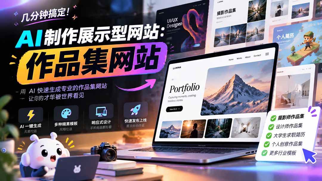 （21213期）几分钟搞定，AI制作展示型网站制作：作品集网站，用AI快速生成专业的作品集网站，接单变现！-韬哥副业项目资源网