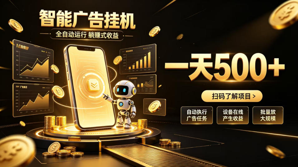 智能广告挂G项目,无需人工值守,全自动躺賺增收,单日收益可达500+【揭秘】-韬哥副业项目资源网