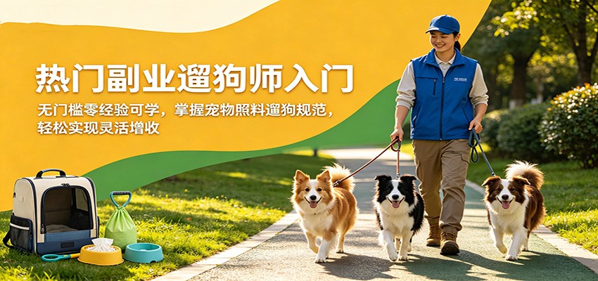 热门副业遛狗师入门，无门槛零经验可学，掌握宠物照料遛狗规范，轻松实现灵活增收-韬哥副业项目资源网