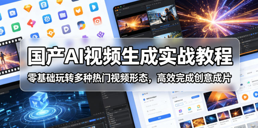 国产AI视频生成实战教程，零基础玩转多种热门视频形态，高效完成创意成片-韬哥副业项目资源网