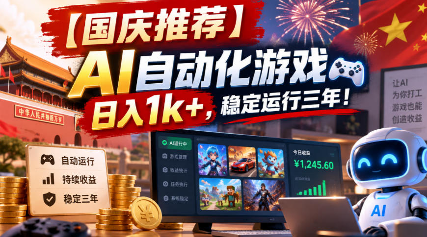 【国庆推荐】AI自动化游戏,日入1k+,操作简单,稳定运行三年!【揭秘】-韬哥副业项目资源网