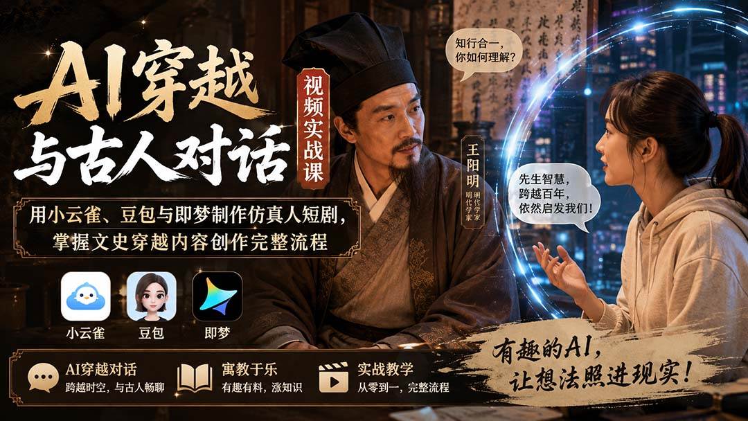 （20171期）AI穿越与古人对话视频实战课：用小云雀、豆包与即梦制作仿真人短剧，掌握文史穿越内容创作完整流程-韬哥副业项目资源网