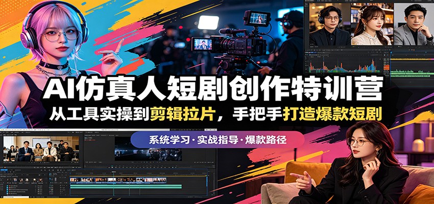 AI仿真人短剧创作特训营:从工具实操到剪辑拉片,手把手打造爆款短剧-韬哥副业项目资源网