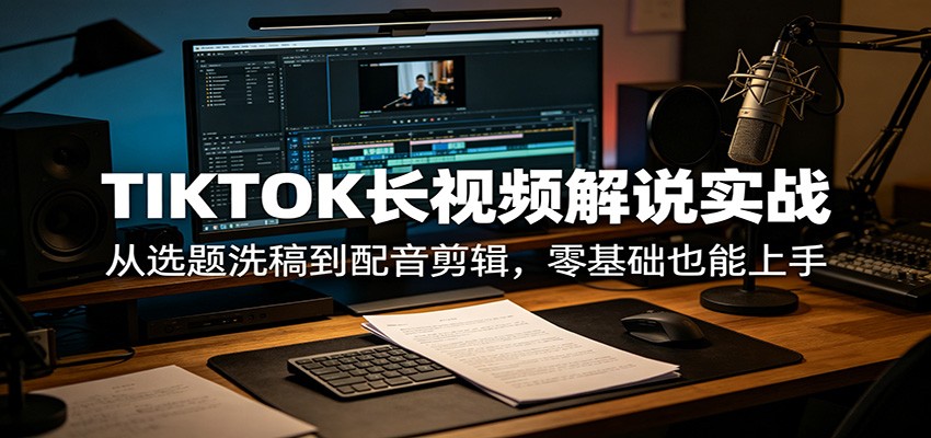 TIKTOK长视频解说实战：从选题洗稿到配音剪辑，零基础也能上手-韬哥副业项目资源网