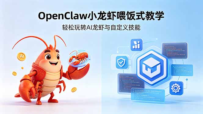 不用懂技术！OpenClaw小龙虾喂饭式教学，轻松玩转AI龙虾与自定义技能 (5月22更新-韬哥副业项目资源网