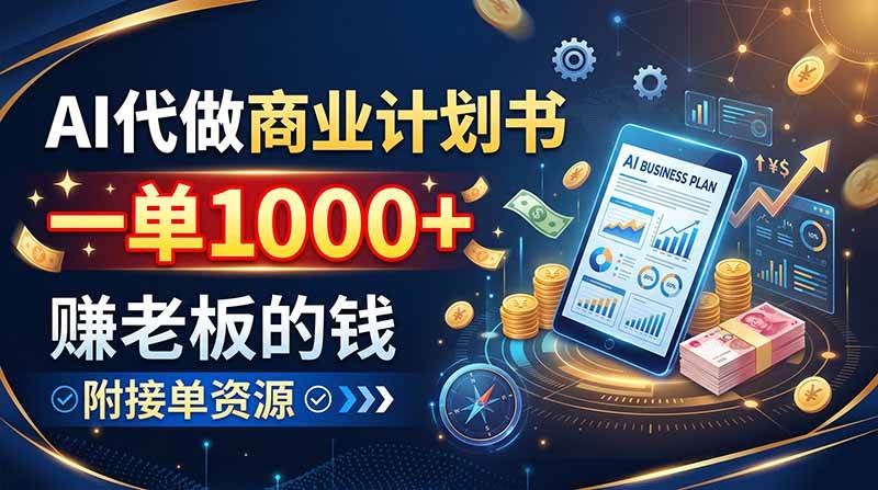 （20303期）AI代做商业计划书，一单1000+，赚老板的钱，附接单资源-韬哥副业项目资源网