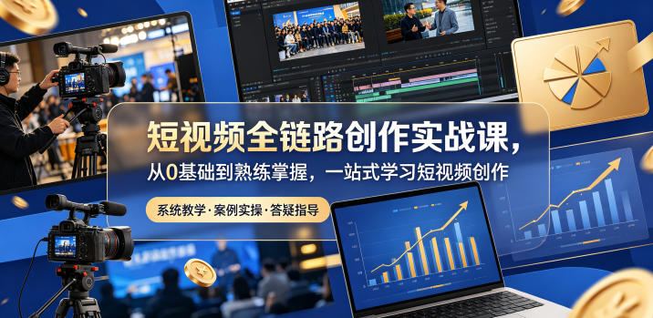 短视频全链路创作实战课，从0基础到熟练掌握，一站式学习短视频创作-韬哥副业项目资源网