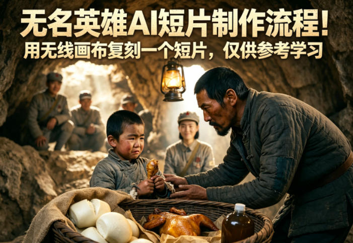 无名英雄AI短片制作流程！用无线画布复刻一个短片，仅供参考学习-韬哥副业项目资源网