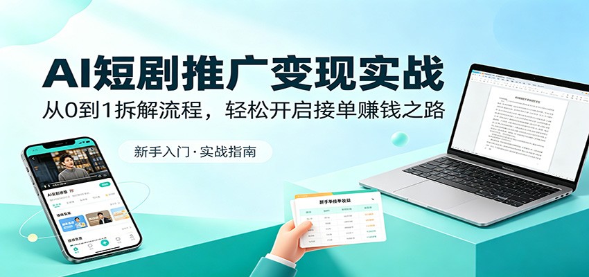 AI短剧推广变现实战：从0到1拆解流程，轻松开启接单赚钱之路-韬哥副业项目资源网