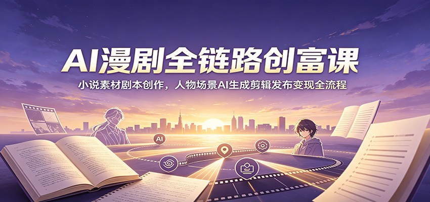 AI漫剧全链路创富课:小说素材剧本创作,人物场景AI生成剪辑发布变现全流程-韬哥副业项目资源网