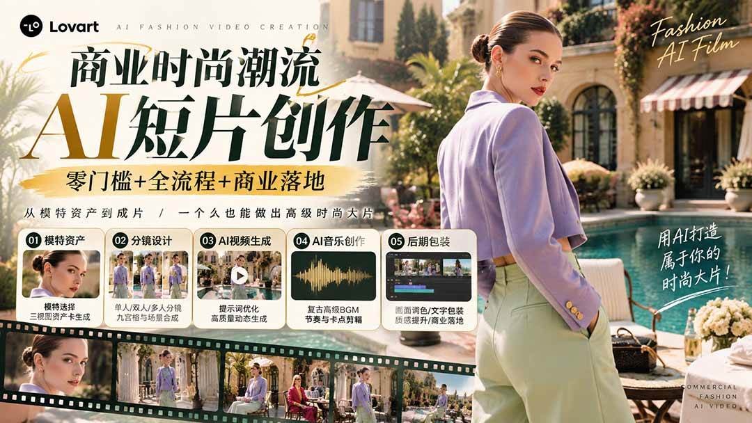 （21000期）从一张模特图到高级时尚广告大片：AI三视图资产、场景合成、电影分镜、动态生成与复古音乐剪辑实战课-韬哥副业项目资源网