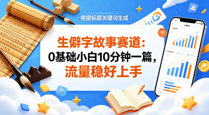 公众号流量主——生僻字故事赛道，流量稳，好上手，0基础小白也能10分钟一篇-韬哥副业项目资源网