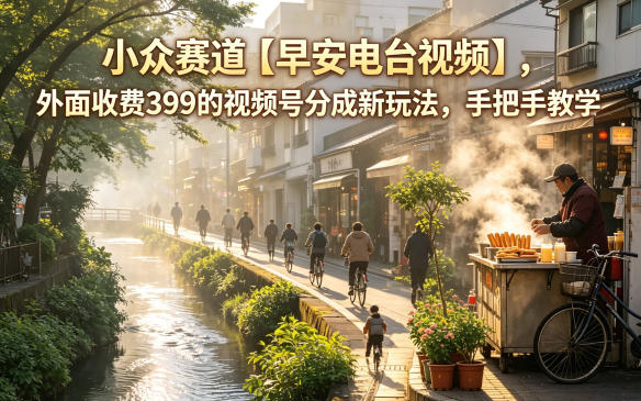 小众赛道【早安电台视频】，外面收费399的视频号分成新玩法，手把手教学-韬哥副业项目资源网