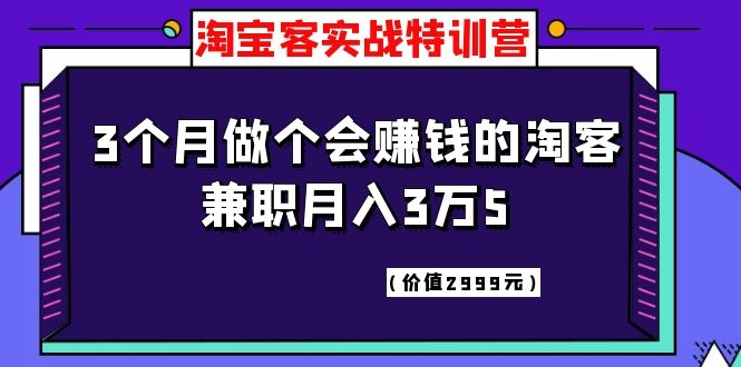 (1119期)淘宝客实战特训营,三个月做个会赚钱的淘客,兼职月入3万5(价值2999元)