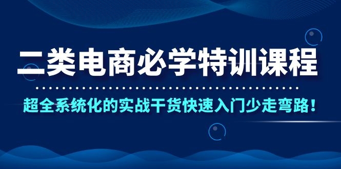 （1087期）二类电商必学特训课程，超全系统化的实战干货快速入门少走弯路！-韬哥副业项目资源网