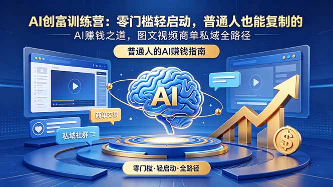 AI创富训练营:零门槛轻启动,普通人也能复制的AI赚钱之道,图文视频商单私域全路径-韬哥副业项目资源网