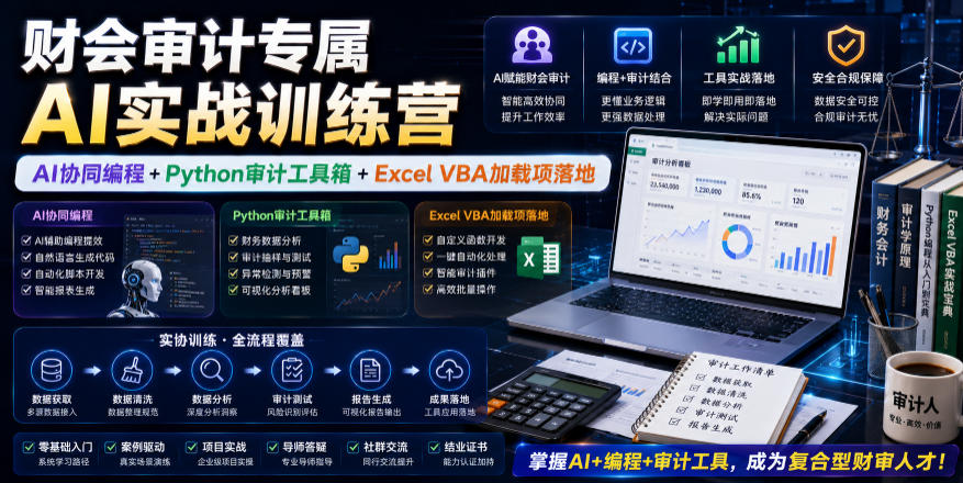 财会审计专属AI实战训练营|AI协同编程+Python审计工具箱+Excel VBA加载项落地(更新0816)-韬哥副业项目资源网