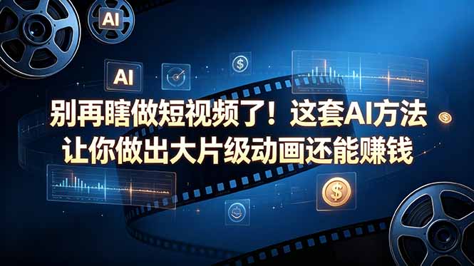 别再瞎做短视频了!这套 AI 方法让你做出大片级动画还能赚钱【原创双语字幕】-韬哥副业项目资源网