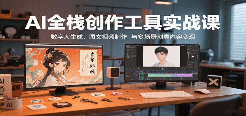 AI全栈创作工具实战课：数字人生成、图文视频制作与多场景创意内容变现-韬哥副业项目资源网
