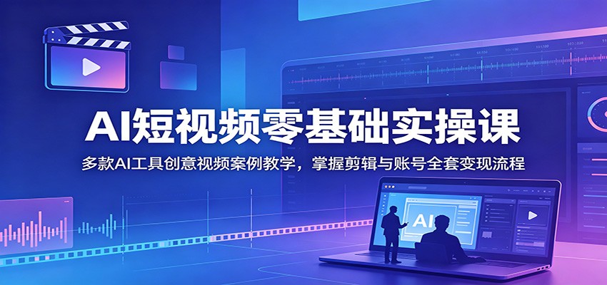 AI短视频零基础实操课:多款AI工具创意视频案例教学,掌握剪辑与账号全套变现流程-韬哥副业项目资源网