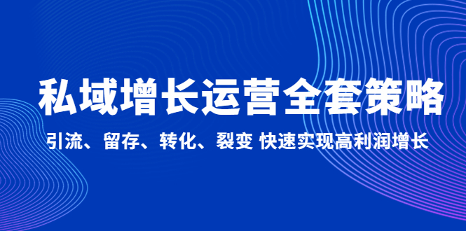 （4932期）私域增长运营全套策略：引流、留存、转化、裂变 快速实现高利润增长-韬哥副业项目资源网