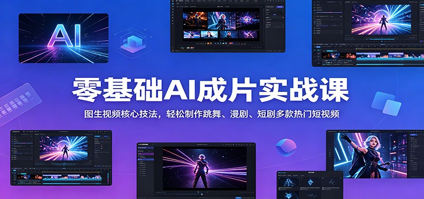 零基础AI成片实战课：图生视频核心技法，轻松制作跳舞、漫剧、短剧多款热门短视频-韬哥副业项目资源网