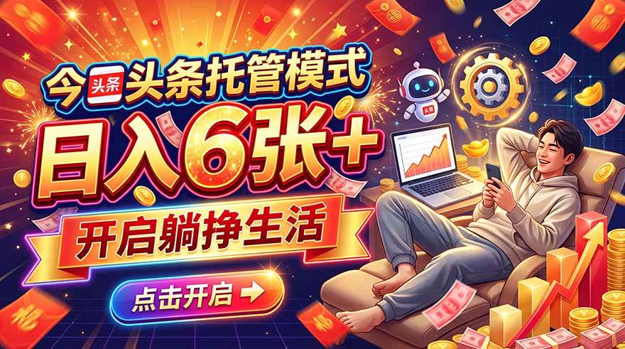 (21083期)今日头条AI托管模式,每天5分钟,最高月入5000+,操作超简单,零门槛-韬哥副业项目资源网
