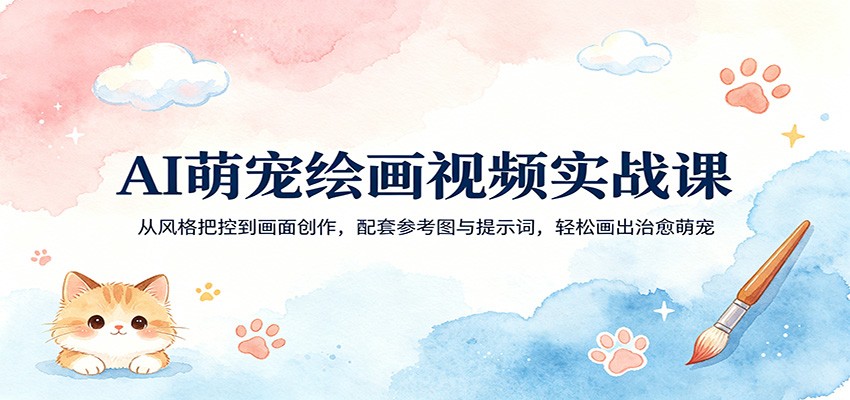 AI萌宠绘画视频实战课：从风格把控到画面创作，配套参考图与提示词，轻松画出治愈萌宠-韬哥副业项目资源网