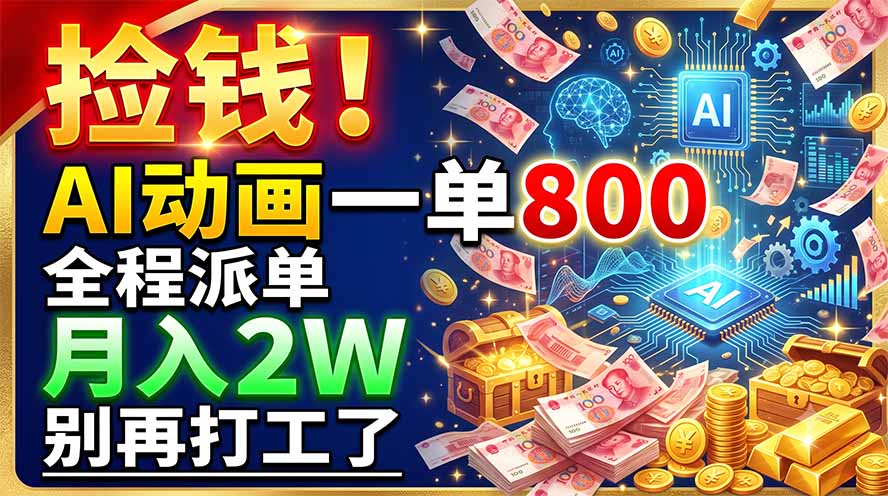 捡钱！AI动画一单800，全程派单，月入2W，别再打工了-韬哥副业项目资源网