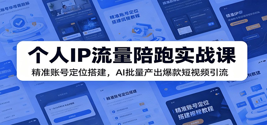 个人IP流量陪跑实战课:精准账号定位搭建,AI批量产出爆款短视频引流-韬哥副业项目资源网