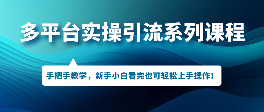 （7170期）多平台实操引流系列课程，手把手教学，新手小白看完也可轻松上手引流操作！-韬哥副业项目资源网