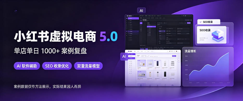 小红书虚拟电商5.0，单店单日1000+，AI软件+SEO收录，双重流量稳定出单【揭秘】-韬哥副业项目资源网